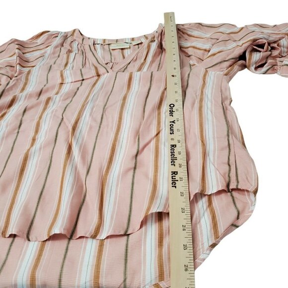 Anthropologie Maeve Blouse Small Pink Byron Striped Balloon Sleeve Boho Top - Picture 10 of 11